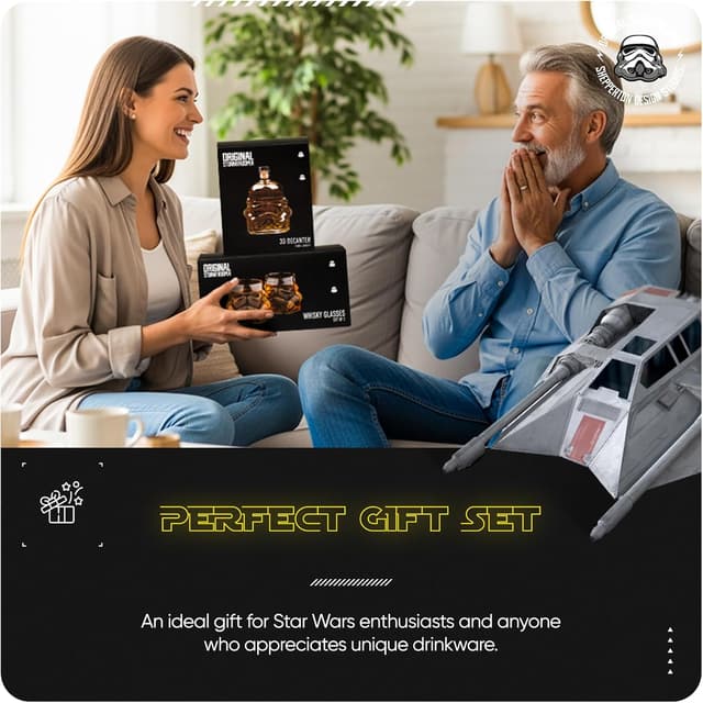 Thumbnail 6 de Stormtrooper whiskey decanter set (750ml) with 2 helmet glasses — officially licensed Star Wars gift