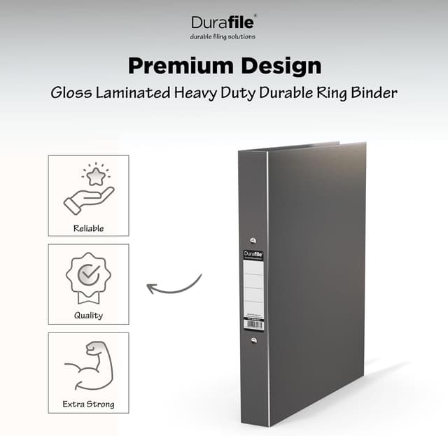 Detalle 2 de Durafile Ring Binder A4 File, Grey single folder organiser with 2-ring metal O mechanism