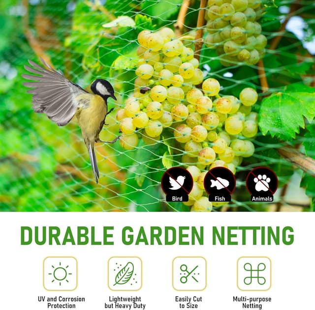 Detalle de 4x6m Garden Netting Mesh – Bird Netting Kit with 20 Ground Pegs (11cm) for Veg Patches & Fruit