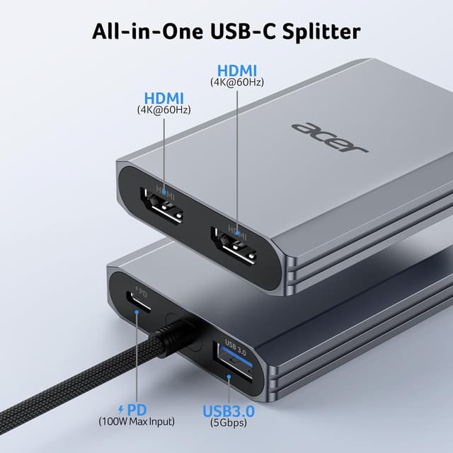 Detalle 2 de Acer USB-C to Dual HDMI Adapter 4K 60Hz