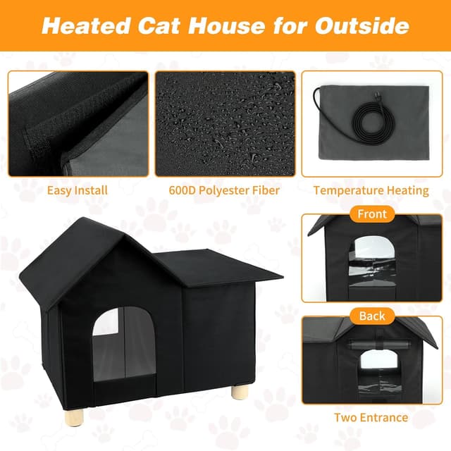Thumbnail 4 de Lonepetu Heated Outdoor Cat House 19.7 in 🏠