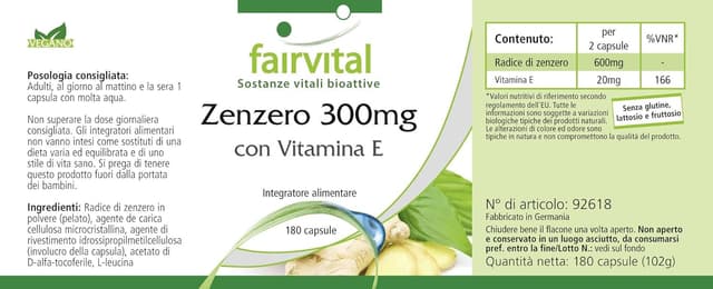 Thumbnail 5 de Fairvital Jengibre 300mg con Vitamina E - Vegan, 180 Cápsulas