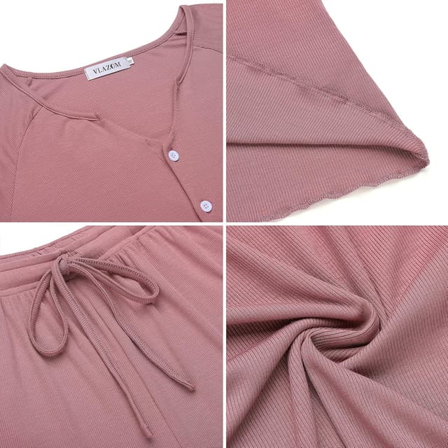 Thumbnail 4 de Vlazom Pyjama-Set U-Ausschnitt mit Knöpfen