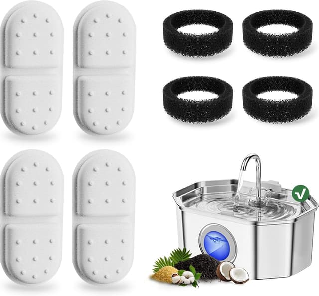 Thumbnail 6 de APAUK Ersatzfilter & Schwämme für Katzen- und Trinkbrunnen aus Edelstahl (8+8) – kompatibel mit APFSS-3201