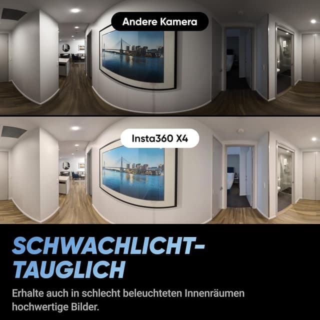 Detalle 2 de Insta360 X4 Virtuelle Touren-Bundle (72 MP) für 360°-Fotos & Videos – mit auswechselbarem 2290 mAh Akku