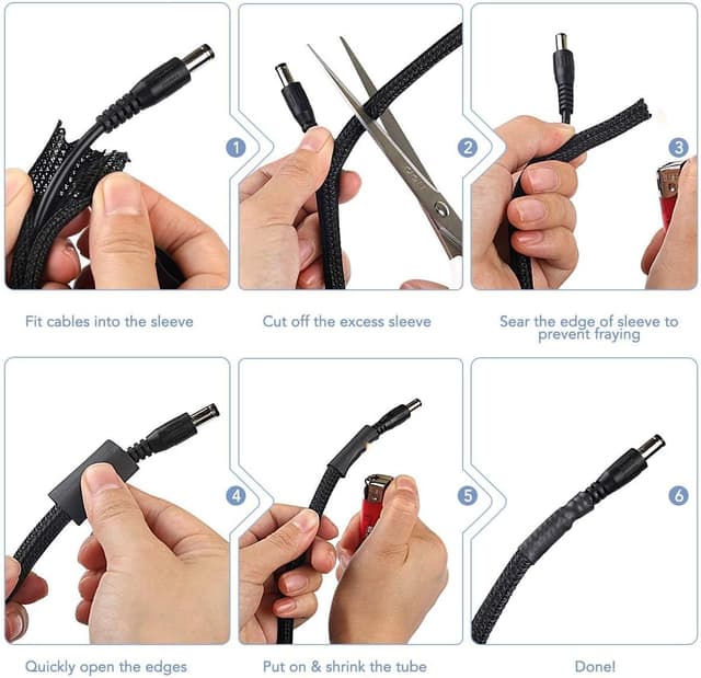 Thumbnail 6 de AGPTEK 6 m Kabelschlauch (5–10 mm) mit selbstschließendem Kabelschutz und 6 Schrumpfschläuchen für Ladekabel