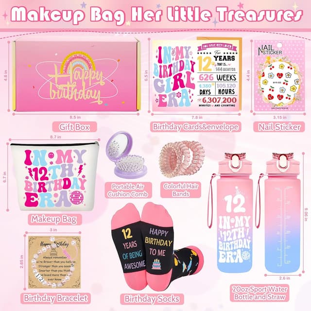 Detalle de 12 Year Old Girl Birthday Gifts set – 12th birthday present ideas in a gift box