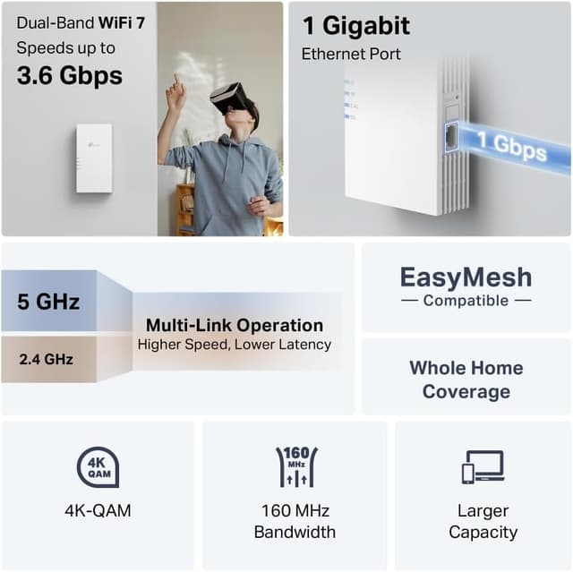 Thumbnail 2 de TP-Link RE220BE répéteur WiFi 7 3,6 Gbps
