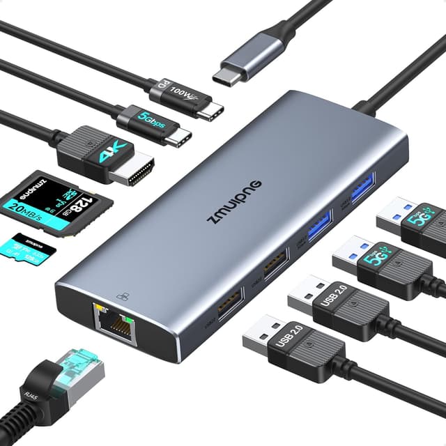 Detalle de 10-in-1 USB C Hub with 100W PD and Ethernet