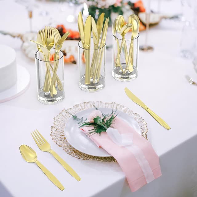 Thumbnail 3 de Dealusy 300 Count Gold Silverware 🍽