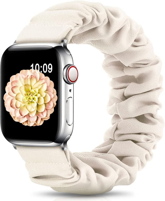 Detalle de DigiHero compatible Apple Watch scrunchie strap (soft printed elastic solo loop) for 38–46mm