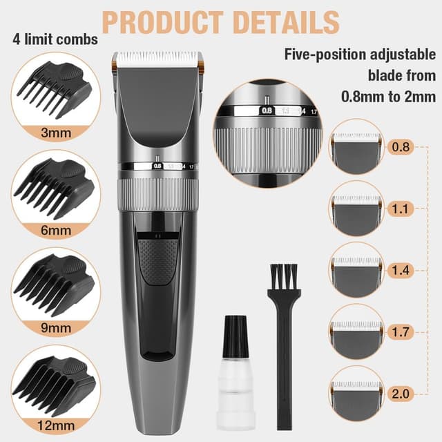 Detalle 2 de AYBUY hair clippers 4 combs, 1200mAh