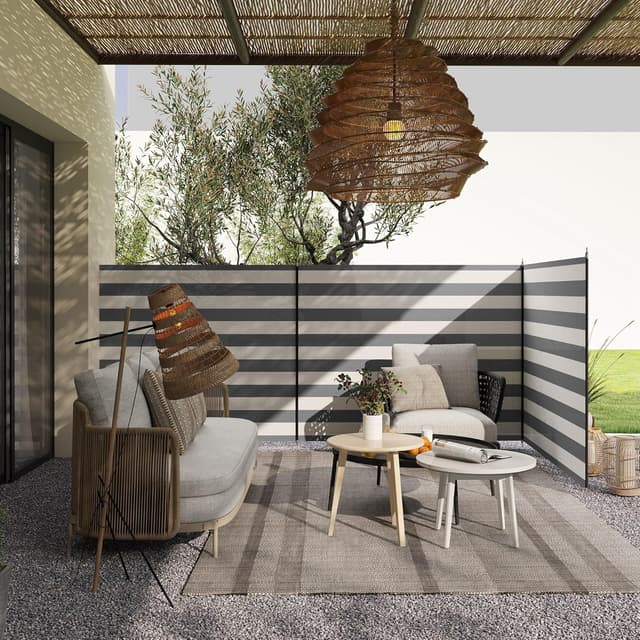 Detalle 2 de Outsunny Paravent brise-vent de camping pliable 540 x 150 cm (gris et blanc)