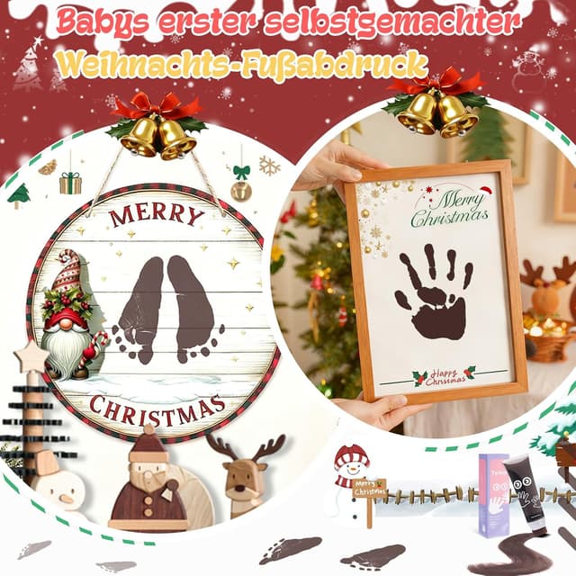 Detalle de DIY Baby-Hand- und Fußabdruck Farben (75 ml) – ungiftig, zum Stempeln für Neugeborene, Braun