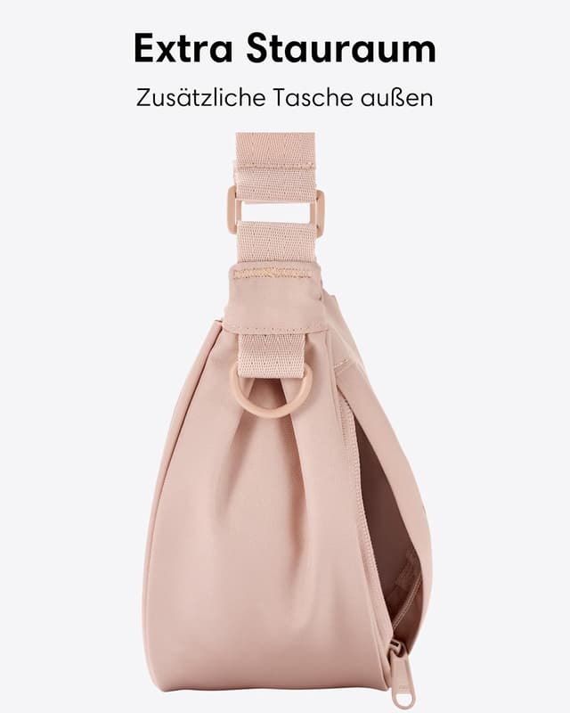 Detalle 2 de LARKSON Solveig Small Crossbody Bag im Halbmond-Style (wasserabweisend) – Umhängetasche für Damen & Herren in Rosa