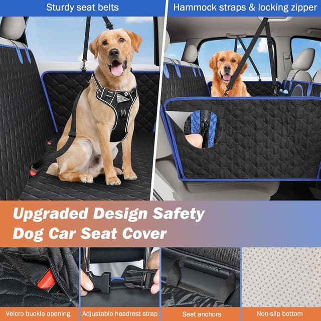 Detalle 2 de Tivray Dog Car Seat Cover for Back Seat with Back Seat Extender and Hard Bottom