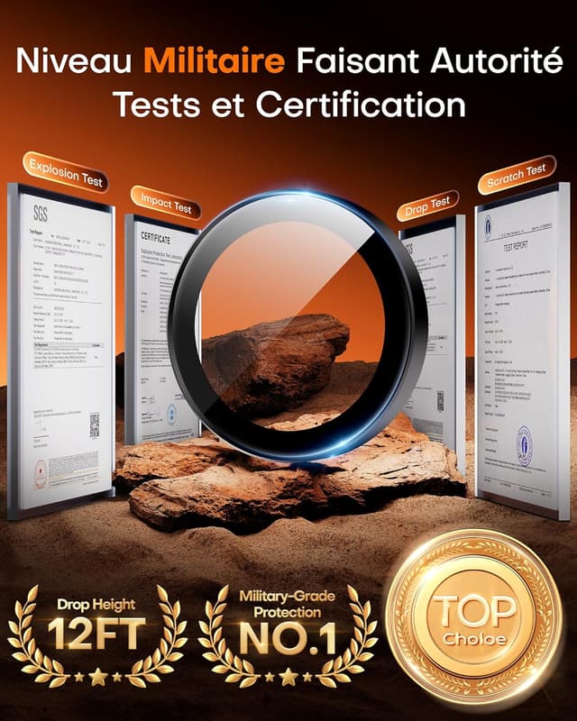 Thumbnail 2 de TOCOL Protection caméra iPhone 14 Pro Max 2pcs noir