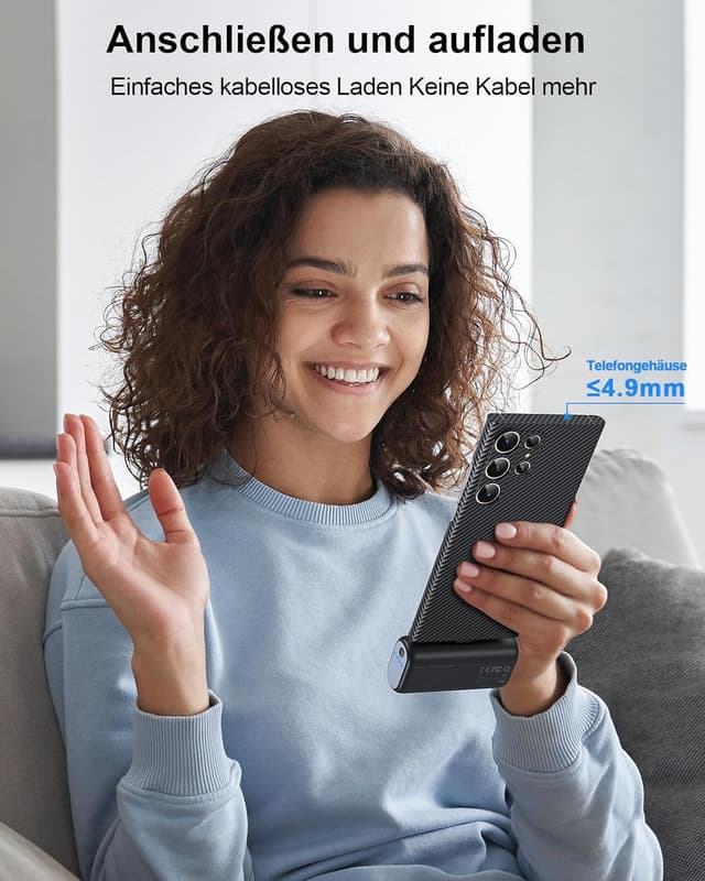 Detalle 2 de Mini Powerbank für Samsung & Galaxy Watch (5000 mAh, 3-in-1) – kompakter Notstrom mit Schnellladefunktion