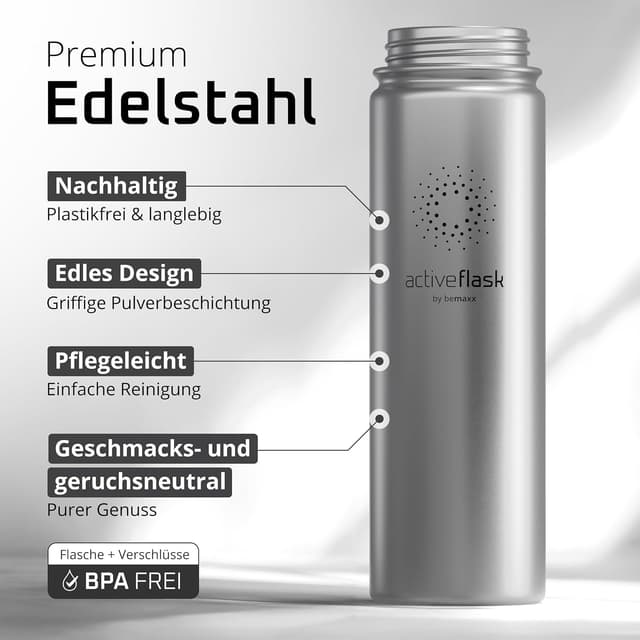 Detalle de Trinkflasche Edelstahl ACTIVE FLASK von ACTIVE FLASK mit Strohhalm-Verschluss (BPA-frei, auslaufsicher)