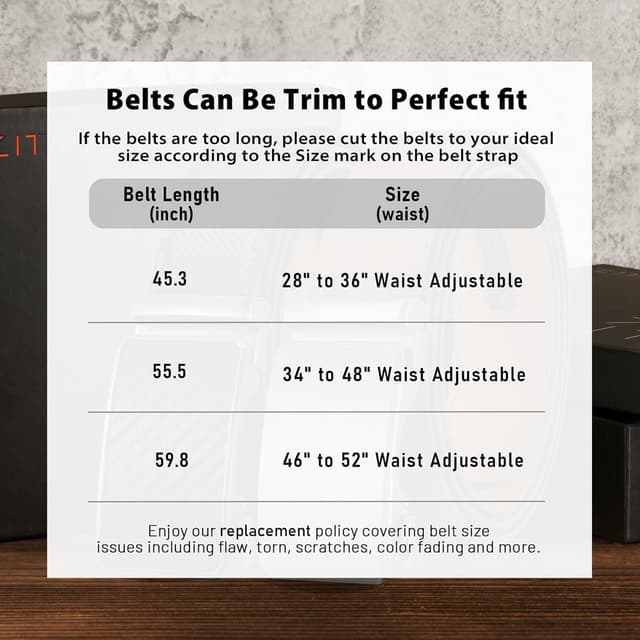 Detalle de Zitahli Men’s Ratchet Belt (2-Pack) Leather Belts with Trim-to-Fit Buckles