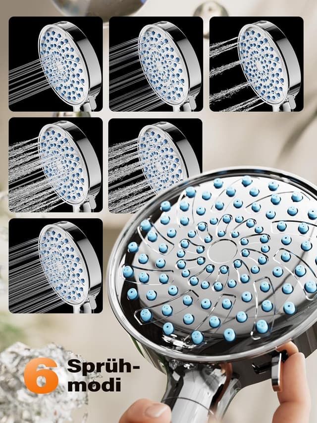Detalle de Cobbe Duschkopf mit Filter (20 Schichten) & Hochdruck-Handbrause, 7 Strahlarten
