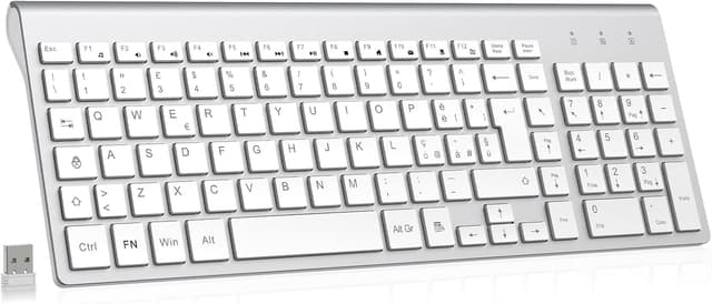 Detalle de cimetech Tastiera wireless 2.4G layout italiano QWERTY con tastierino numerico (argento)