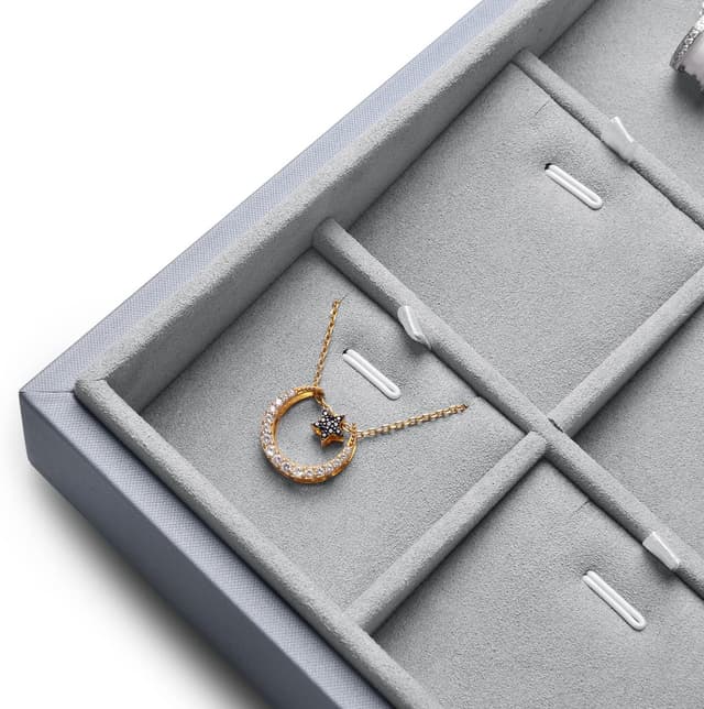 Thumbnail 2 de Papten Bandeja Apilable de Cuero para Joyas, 12 Compartimentos, Gris