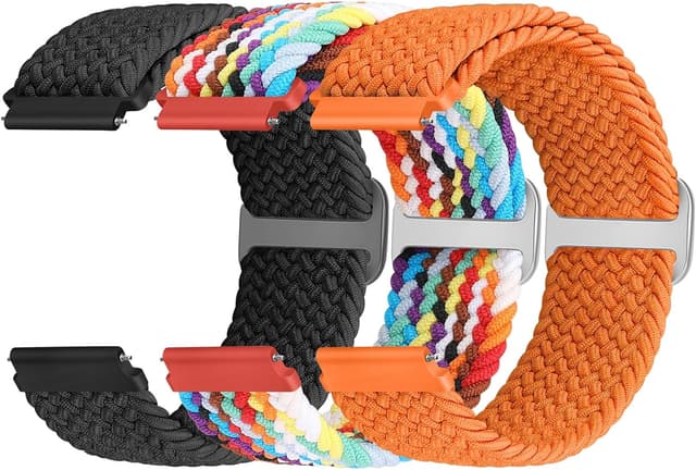 Detalle de Yunshare geflochtenes elastisches Uhrenarmband mit Schnellverschluss (Nylon) – 3er-Set, 18/19/20/22/24 mm