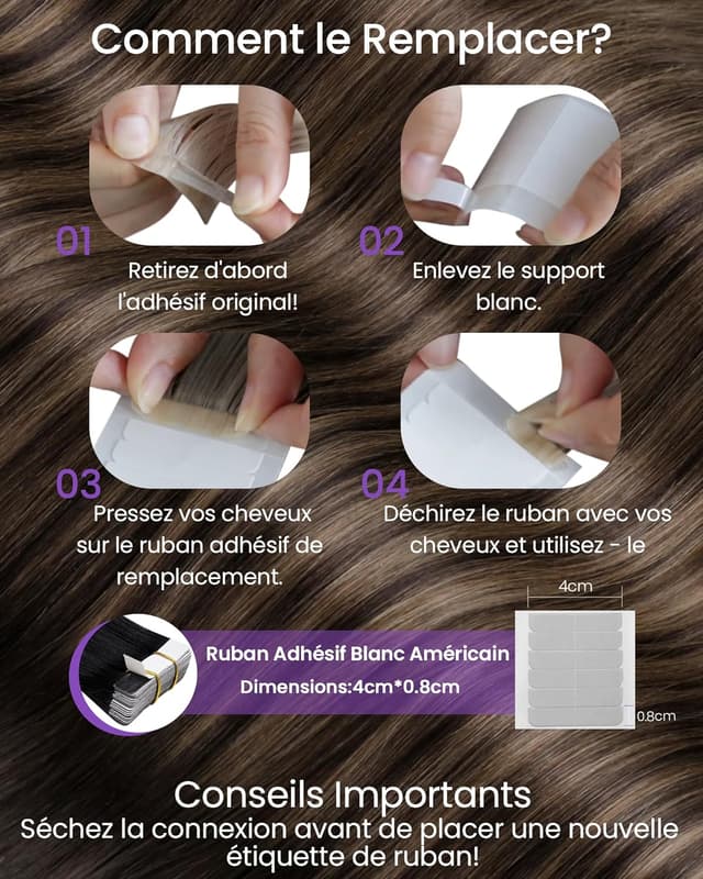 Detalle de LaaVoo Tape-in Echthaar-Extension Balayage „Braun“ dunkelbraun/hellbraun (30 cm, 30 g, 20 Stück) #2/8/2