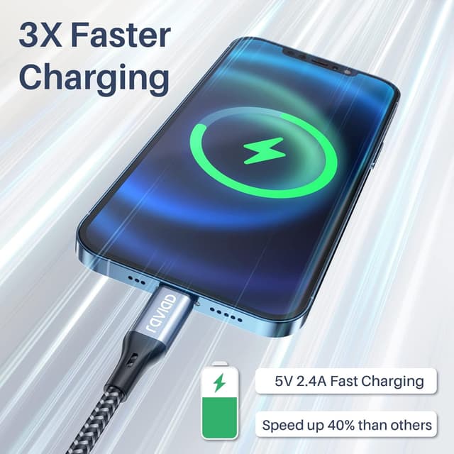 Detalle de RAVIAD iPhone charger cable 2.4A