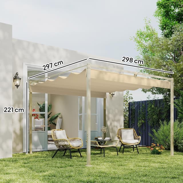 Thumbnail 6 de Outsunny Pérgola 3x3 m techo retráctil