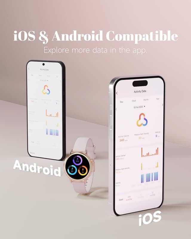 Detalle de TOOBUR Petite Smart Watch for Women (37mm) – Pink AOMLED AMOLED fitness tracker with Bluetooth notifications