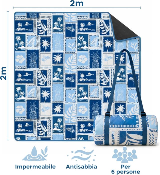 Detalle 2 de Twinzee Coperta per picnic impermeabile Holiday 200x200 cm