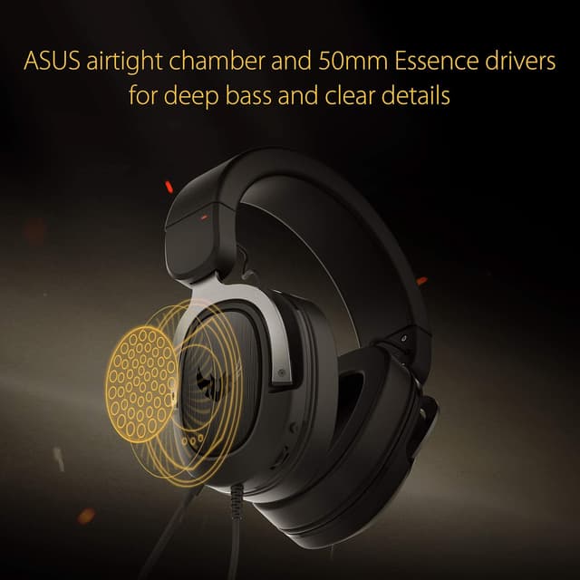 Detalle de Casque gaming ASUS TUF Gaming H3 Gun Metal avec surround virtuel 7.1