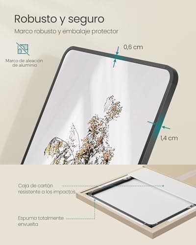 Thumbnail 6 de SONGMICS LFM034B01 espejo de cuerpo entero negro tinta (150 x 40 cm) con marco de aleación y cristal templado