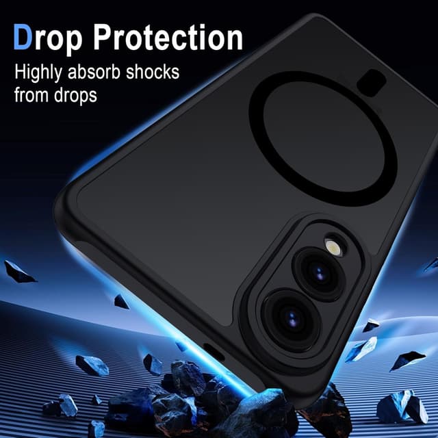 Detalle de Coque XTCASE pour Samsung Galaxy S25 Edge magnétique compatible MagSafe – Noir, finition translucide mate