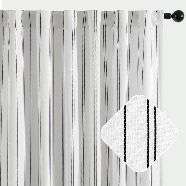 Imagen de jinchan White Grey Striped Curtains 96 in Length 🪟 en OfertitasTOP