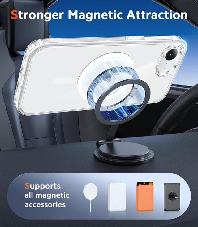 Detalle 2 de FNTCASE Clear Magnetic Case for iPhone 17e & iPhone 16e (MagSafe Compatible) with Screen Protector