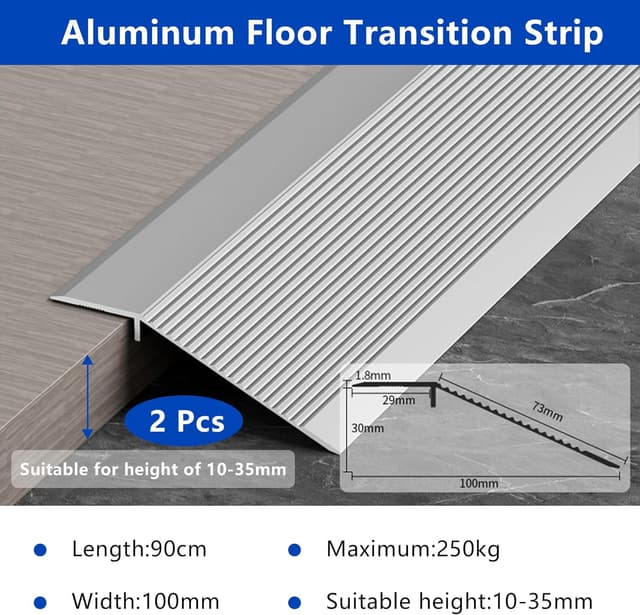 Detalle de Lot de 2 rampes de seuil en aluminium 10 cm