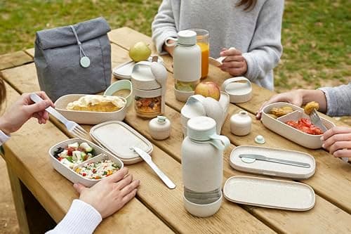 Detalle 2 de Lékué Lunch Box Organic 🍱 Doble para transportar alimentos 1000 ml