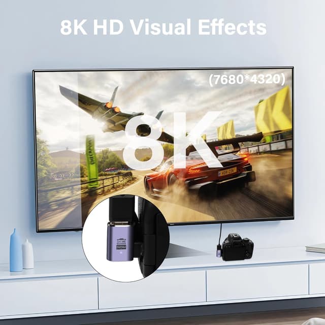 Detalle 1 de Mini-HDMI 90 Grad Adapter 8K, 2er Set 48 Gbps