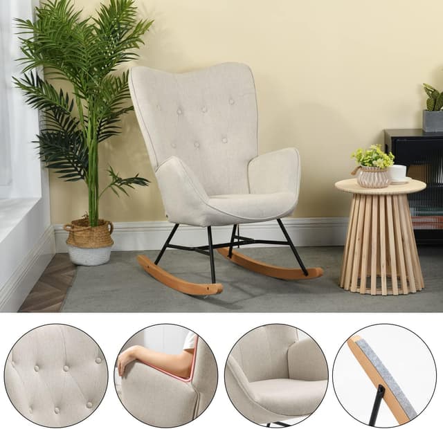 Thumbnail 4 de MEUBLE COSY Sedia a dondolo imbottita 66x84x97 cm