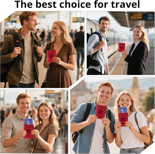 Detalle de Cinocratic RFID PU Leather Passport Holder Wallet Cover (Red) for Travel Accessories