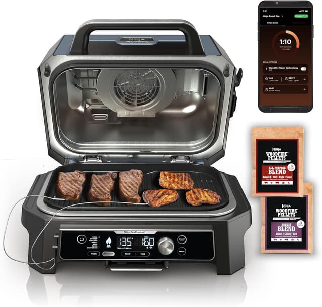 Detalle de Ninja OG951 Woodfire Pro Connect Premium XL Outdoor Grill & Smoker (Bluetooth, App Enabled) — 7-in-1 XL