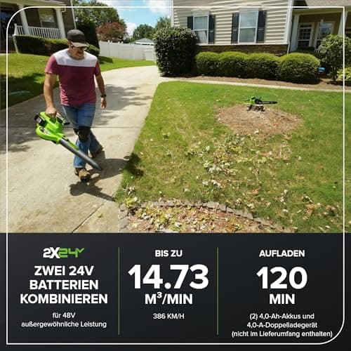 Detalle de Greenworks BL48L01-01 Soplador/aspiradora 48 V, 45 L 🍃