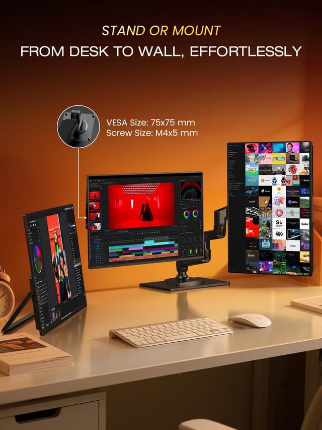 Detalle 2 de UPERFECT 24.5" Portable Monitor (240Hz) with USB-C + Mini HDMI, FreeSync, 0.1ms IPS