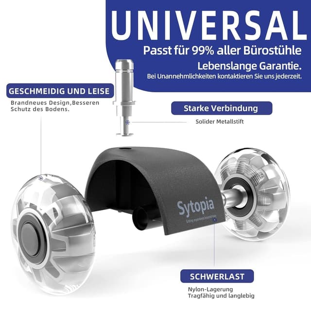 Detalle de Sytopia Bürostuhl Rollen 11 × 22 mm, 5er Set