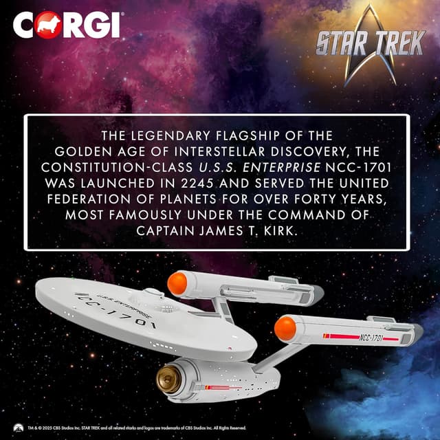 Detalle de Corgi CC96610 Star Trek – USS Enterprise NCC-1701 (Originalserie) Druckguss-Sammelmodell mit TV-Filmlizenz