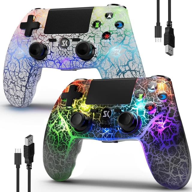 Detalle de CHENGDAO 2er-Pack Wireless-Controller für PS4 mit RGB-LED, 1000-mAh-Akku und 6-Achsen-Gyro
