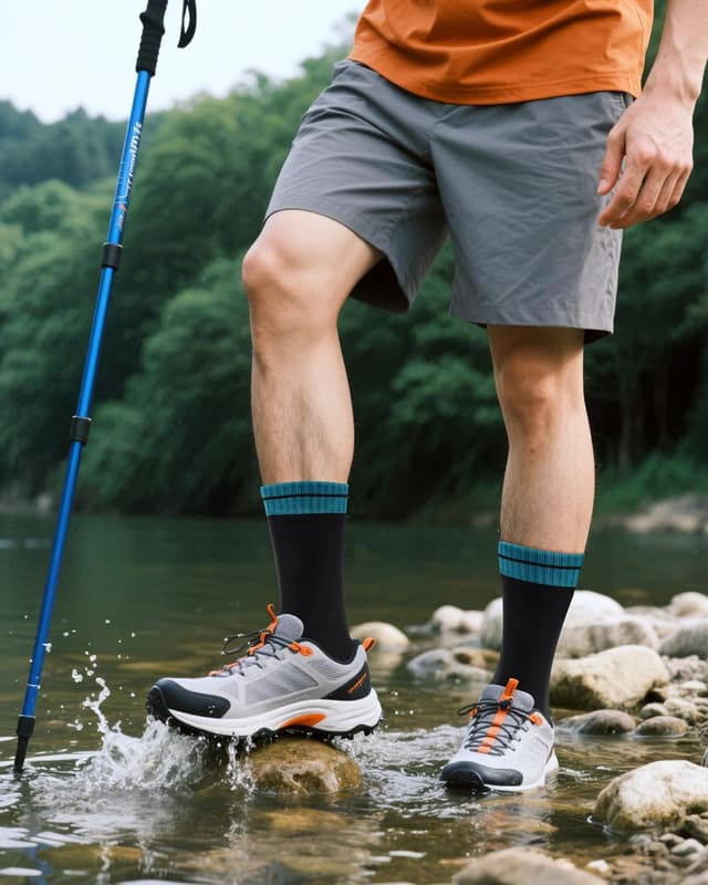 Detalle de inaWarm Waterproof Socks for Men – breathable 3-layer hiking & walking crew socks for cold, wet weather